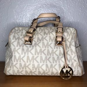 Michael kors ivory monogram signature bag